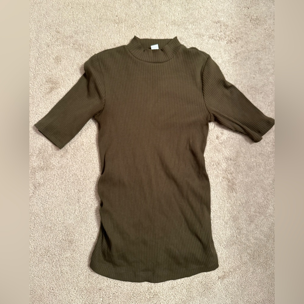Olive Green Maternity Mock Turtle Neck - Size Small